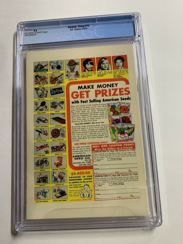 Swamp Thing 10 Cgc 9.6 Ow/w Pages Dc Bronze Age 2042366016