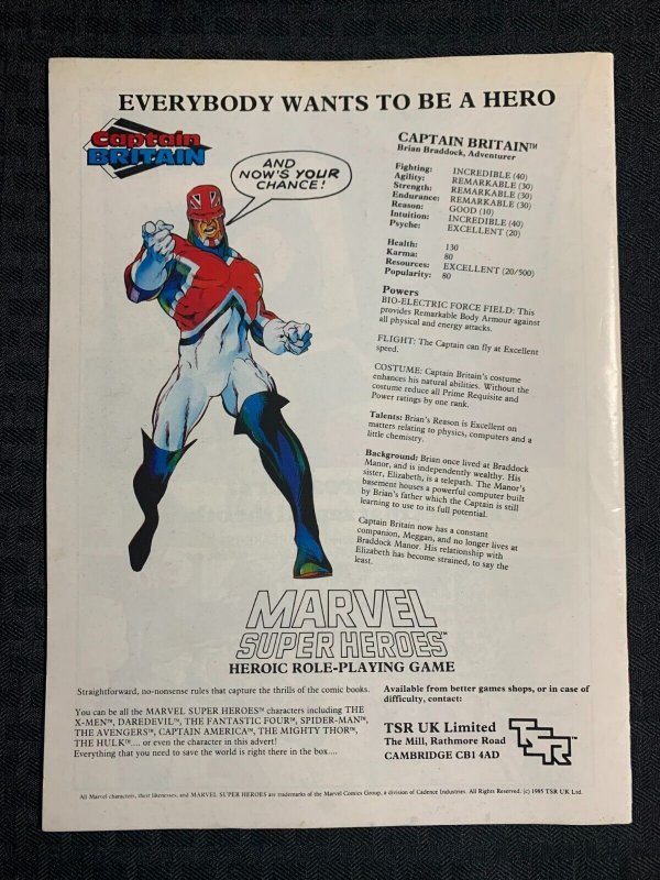1985 CAPTAIN BRITAIN #12 FN 6.0 Alan Davis / Marvel UK