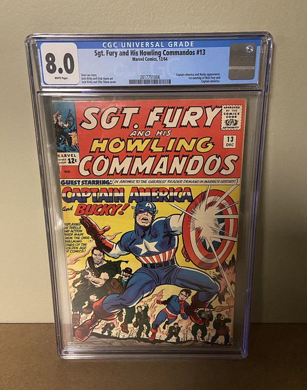 Sgt Fury & Howling Commandos #13 ( CGC 8.0 VFN ) 1st Cap & Nick Fury / 1964