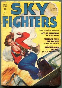 Sky Fighters Pulp Spring 1950- Parachute cover- Ace of Diamonds VG