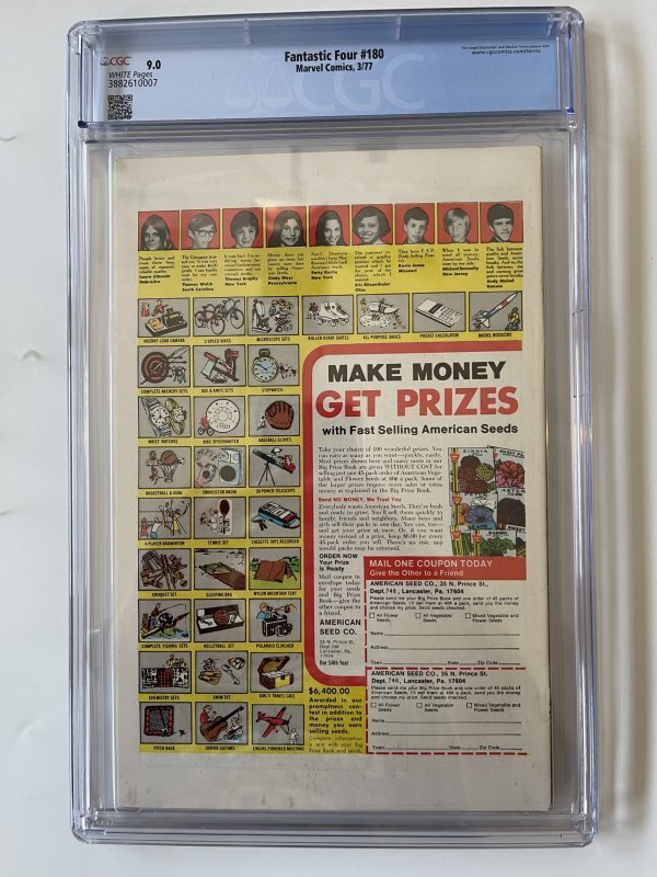 Fantastic Four #180 CGC 9.0  Newsstand - (1977)