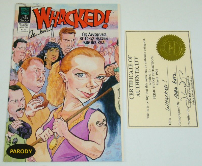 Whacked! #1 VF/NM; signed by Alan Katz with COA - Tonya Harding case parody 