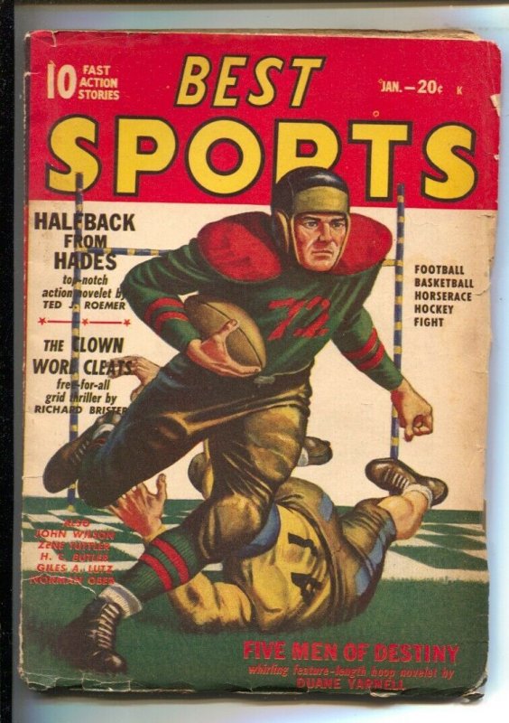 Best Sports 1/1948-Football game cover-Basketball-horse racing-hockey-Phil Be...