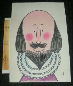 HAPPY BIRTHDAY Cartoon William Shakespeare 4.75x7 Greeting Card Art #9864