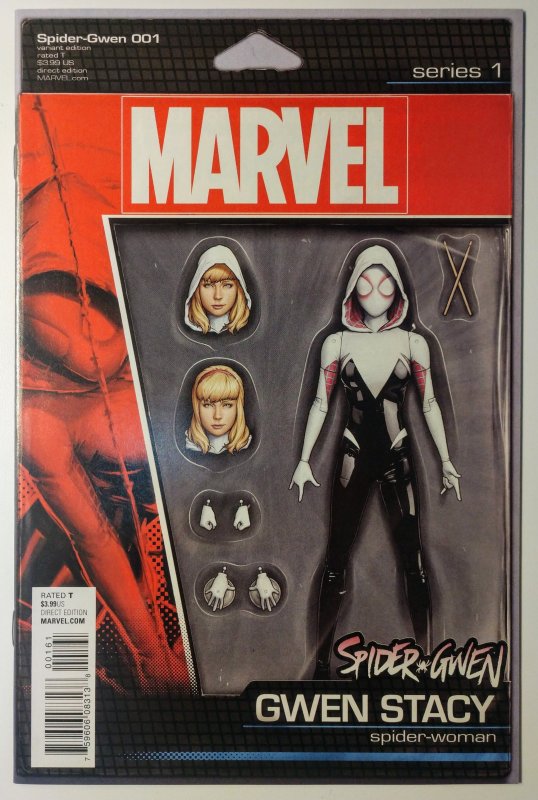 Spider-Gwen #1 (9.6, 2015)  Christopher Action Figure Cover