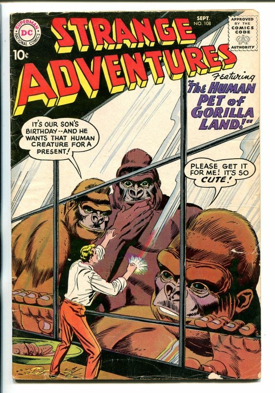 STRANGE ADVENTURES #108 1959-DC-GORILLA LANDIES-vg minus