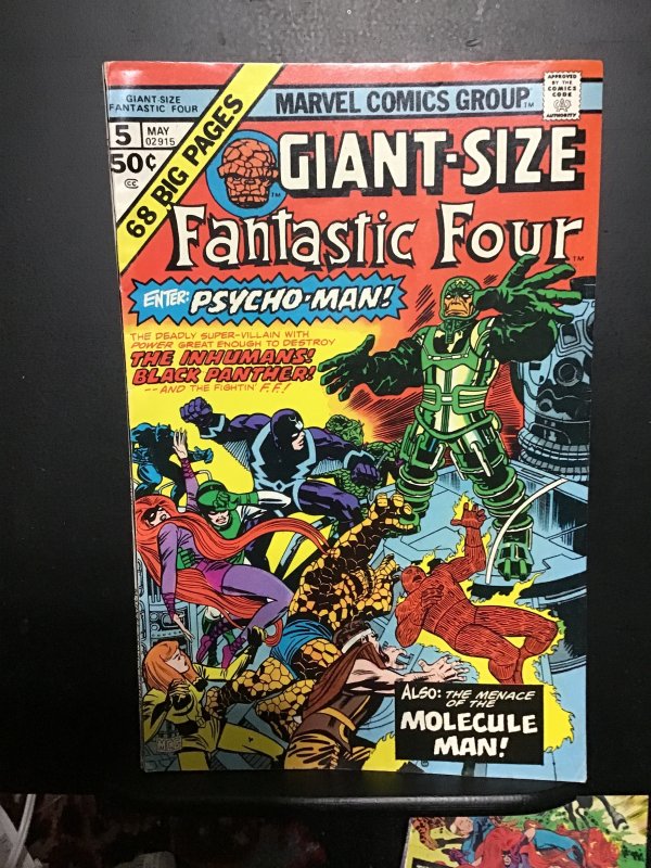 Giant-Size Fantastic Four #5 (1975) Inhumans, Psycho Man! High-grade Kirby VF+