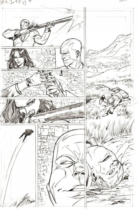 G.I. Joe #8 p 12 DESTRO BARONESS SHOOTING Pencil Art Steve Kurth 