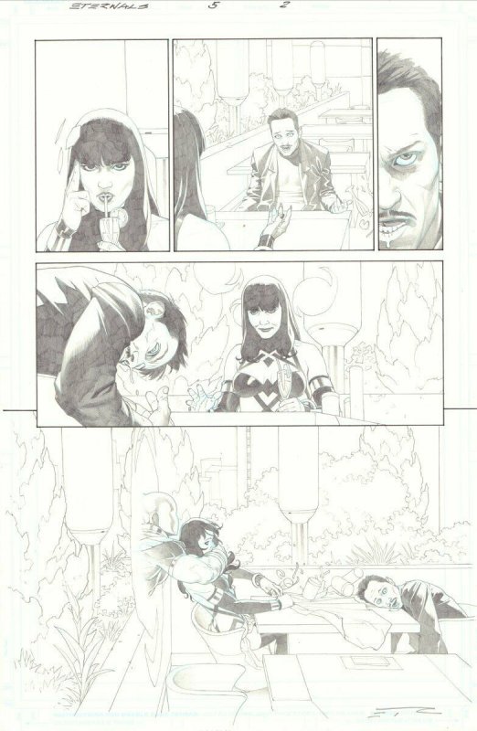 Eternals #5 p.2 - Sersi vs. Tony Stark - Gilgamesh App - 2021 art by Esad Ribic