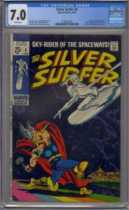 SILVER SURFER #4 CGC 7.0 THOR VS SILVER SURFER COVER WHITE PAGES