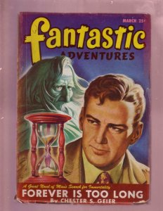 FANTASTIC ADVENTURES-MAR 1947HOUR GLASS COVER-RARE PULP VG