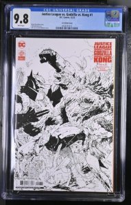 JUSTICE LEAGUE VS GODZILLA VS KONG #1 1:100 JIM LEE B/W VARIANT COVER CGC 9.8