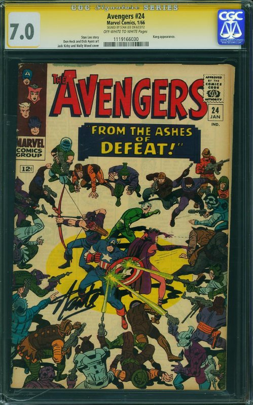 Avengers #24 (Marvel, 1966) CGC Signature Series 7.0 Stan Lee