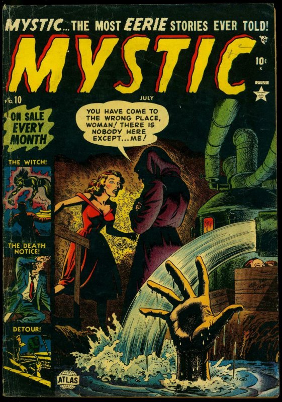 Mystic Comics #10 1952- Hooded Menace cover- Atlas horror VG