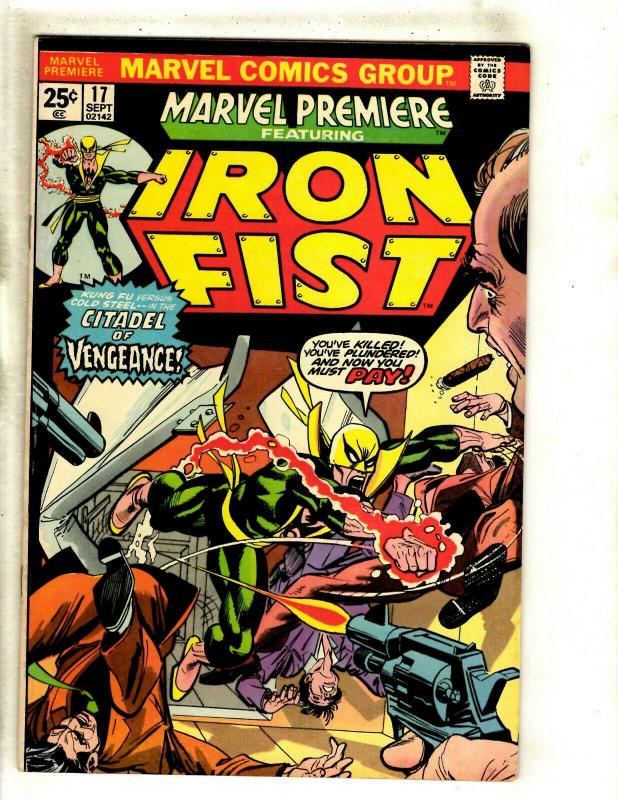 Marvel Premiere # 17 VF Comic Book Feat. Iron Fist Kung Fu Karate Defenders RS1