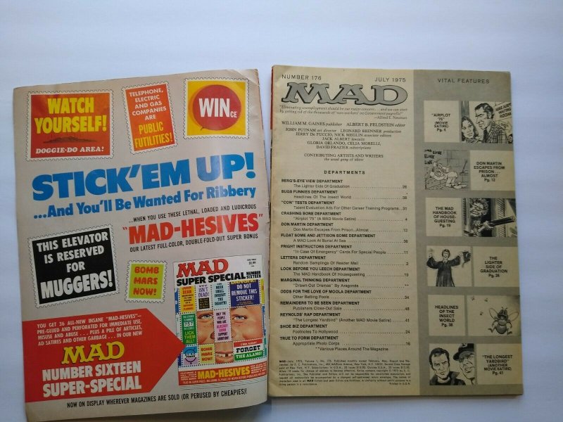 MAD Magazine July 1975 No 176 Airport Movie Fun Parody Humor Comic Satire Humor