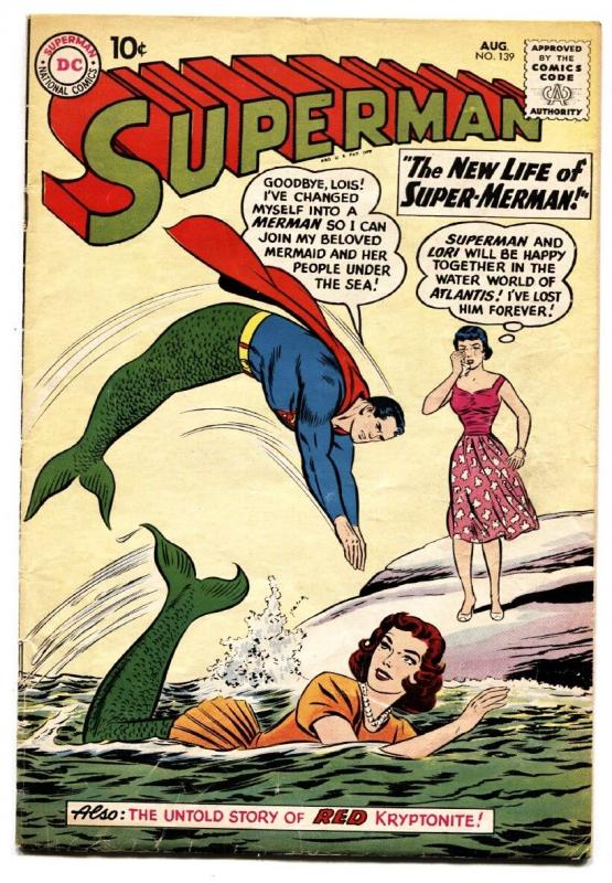 SUPERMAN #139 comic book 1960-DC COMICS-MERMAIDS-RED KRYPTONITE