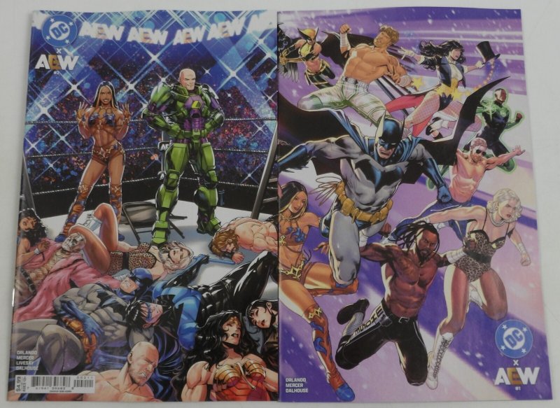 DC X AEW #1-2 VF/NM complete series 1st Prints - All Elite Wrestling Batman ; DC