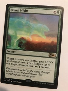 PRIMAL MIGHT : Magic the Gathering MTG card; Core 2021, NM, Rare, Green Stompy