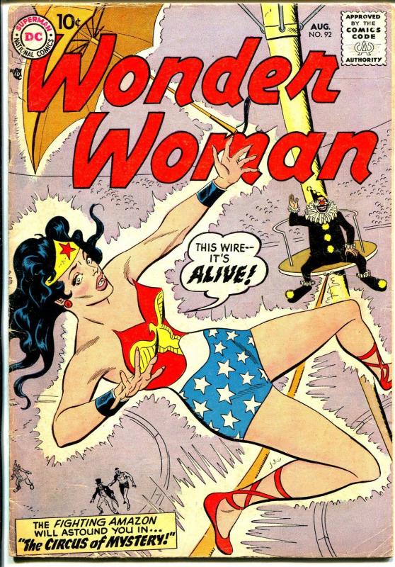 Wonder Woman #92 1957-DC-famous clown cover issue-VG