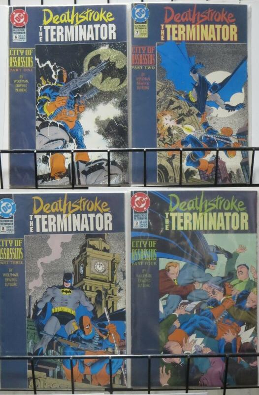 DEATHSTROKE TERMINATOR (DC, 1991) #6-9 City of Assassins BATMAN  arc! VF+