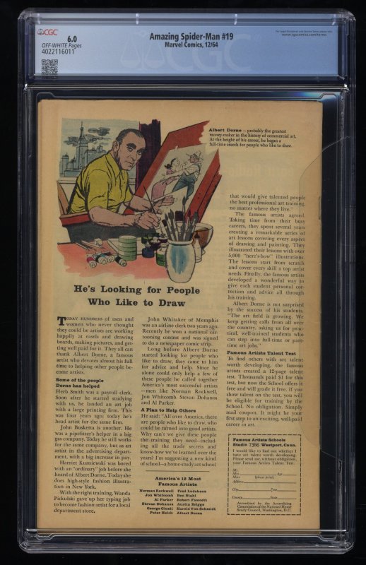 Amazing Spider-Man #19 CGC FN 6.0 Off White 1st Appearance MacDonald Gargan!