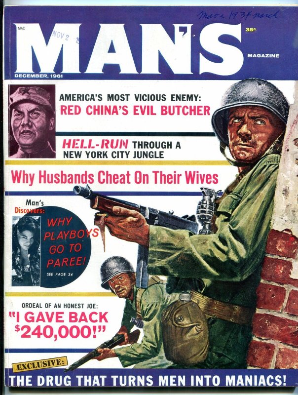 Man's Magazine December 1961-Mao Tse-tung- Basil Gogos art