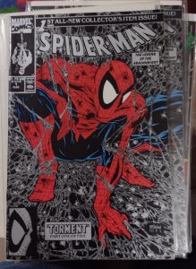 SPIDER-MAN # 1  MARVEL 1990  KEY silver  VARIANT RARE MCFARLANE TORMENT PT 1