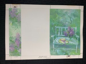 BOOKMARK SERIES Colorful Garden Bench & Hat 13x9 Greeting Card Art #E8007