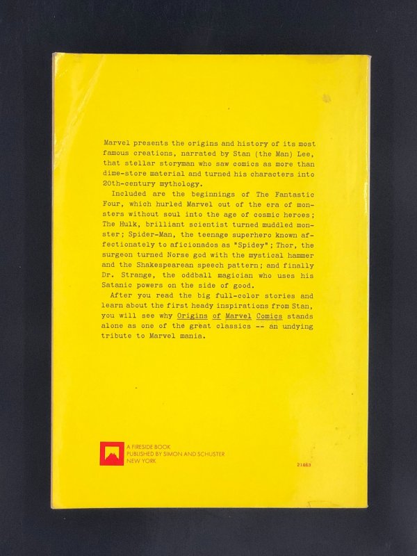 Origins of Marvel Comics by Stan Lee (1974) Fireside / Simon & Schuster