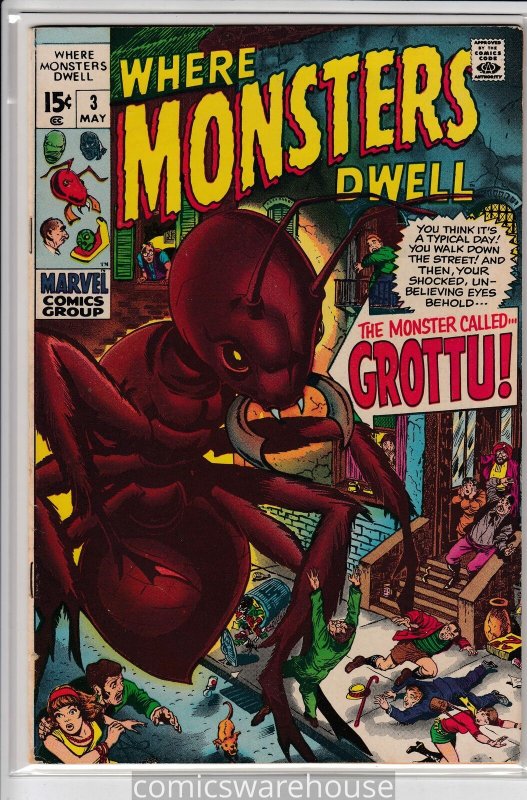 WHERE MONSTERS DWELL (1970 MARVEL) #3 FN- A05695