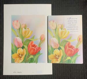 GLADDEST THING Pink & Yellow Tulips 7.5x10.5 Greeting Card Art #4023 w/ 5 Cards