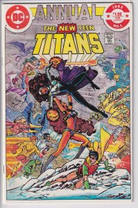 NEW TEEN TITANS ANNUAL #1 (1982) Sharp VF+ 8.5 white!