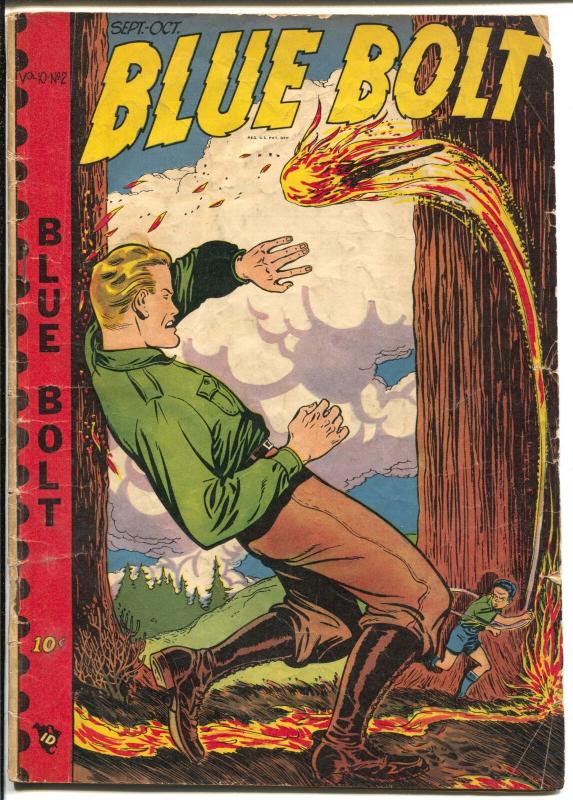 Blue Bolt Vol.10 #2 1949-Novelty-Milt Hammer-Art helfant-arson cover-G