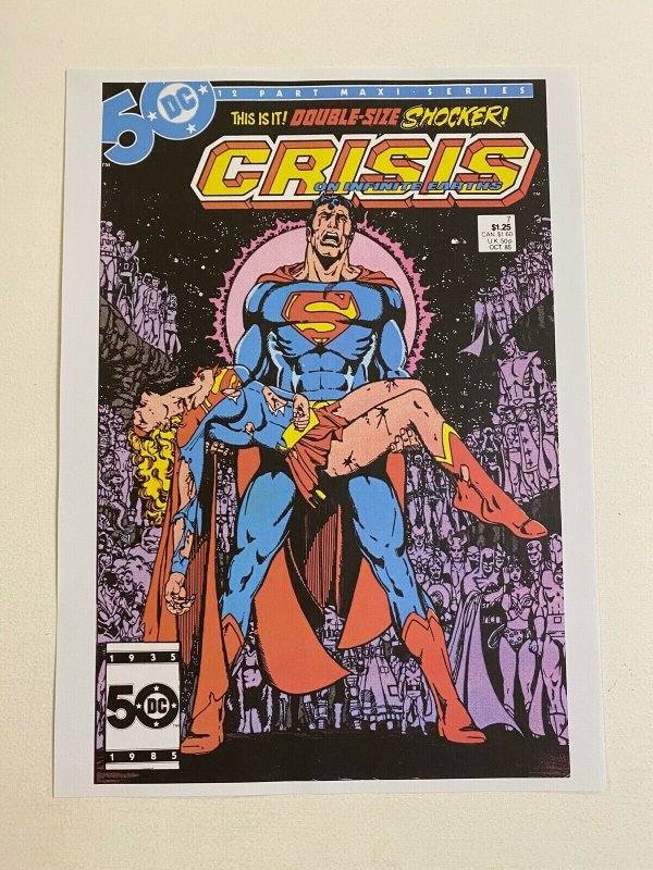 Crisis on Infinite Earths #7 Superman Supergirl DC Comics poster by George Perez