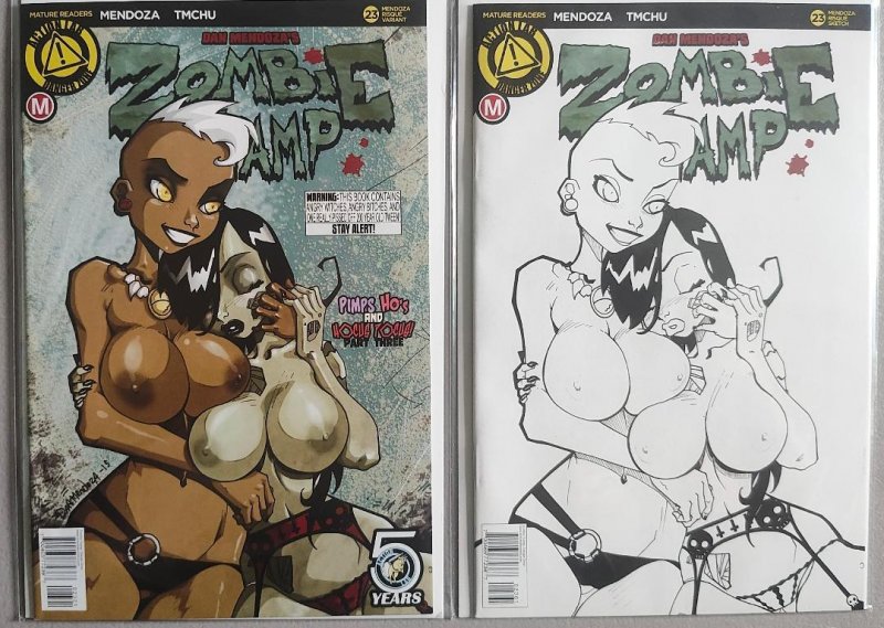Zombie Tramp #23 Set of 2 Dan Mendoza Topless Covers !!!  VF/NM