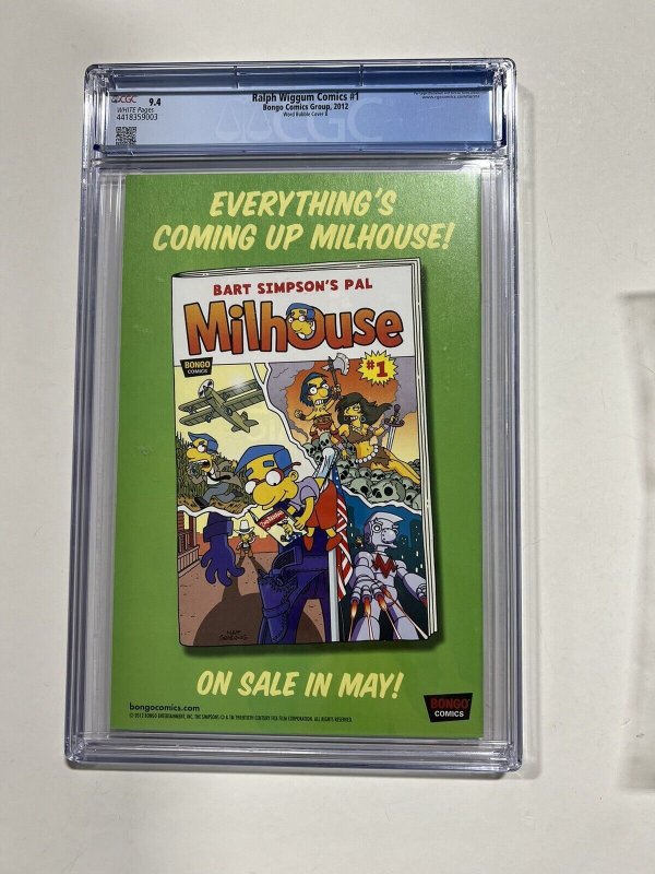 Ralph Wiggum Comics 1 Cgc 9.4 CVR B I’m In mint Conditioner Bongo 2012 Simpsons