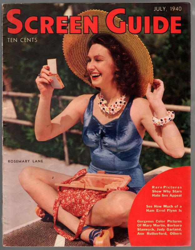 Screen Guide 7/1940-Rosemary Lane-Deanna Durbin-Ronald Reagan-VF-