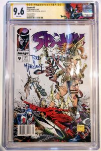 Spawn #9 (CGC 9.6, 1993) NEWSSTAND, 1st App Angela. Signed by Todd McFarlane