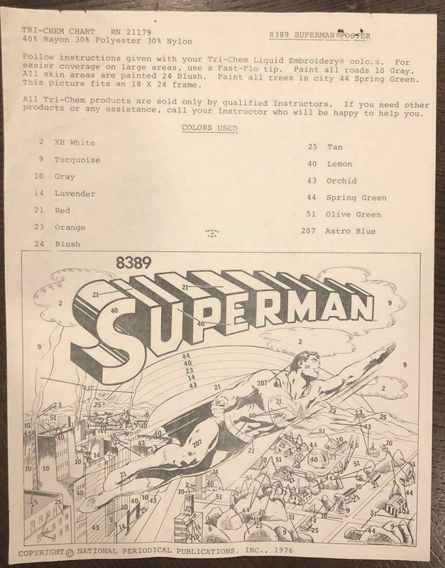 VINTAGE SUPERMAN FABRIC 18 X 24 POSTER NEAL ADAMS DC COMICS 1976 BIN
