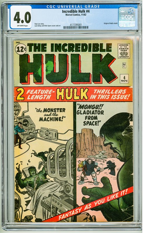 The Incredible Hulk #4 (1962) CGC 4.0! OW Pages!