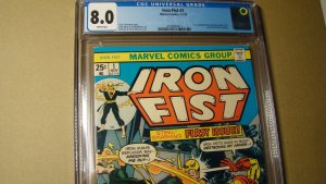 IRON FIST 1 *CGC 8.0 WHITE PAGES* VS IRON MAN 1ST SOLO 1975 CLASSIC MARVEL