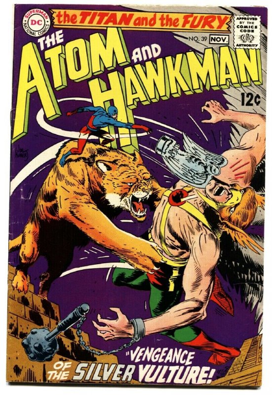 ATOM AND HAWKMAN #39 comic book 1968-DC COMICS-Joe Kubert art! FN+