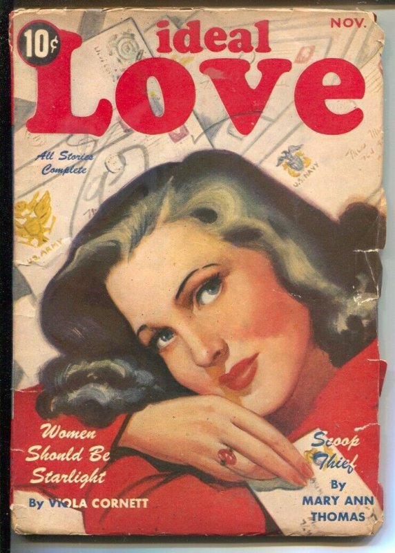 Ideal Love 11/1943-pin-up girl portrait cover-pulp fiction-Bonnie Edwards-Mar...