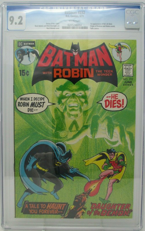 Batman #232 ~ 1971 DC ~ 9.2 NM- ~ Introduction of Ra's Al Ghul