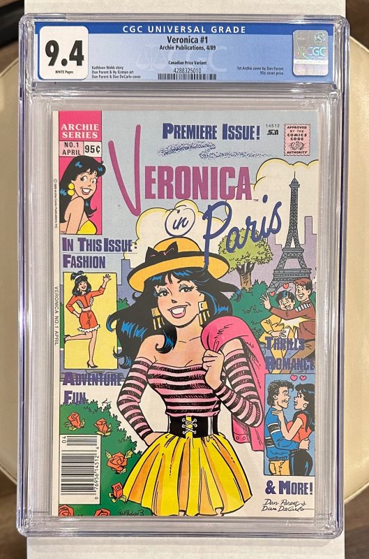 Veronica #1 CGC Graded 9.4 EXTRA RARE 1 of 6 CANADIAN PRICE VARIANTS! (1989)