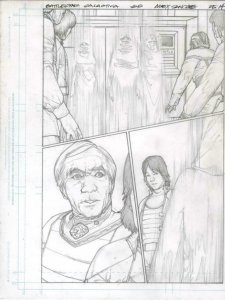 Battlestar Galactica #5 pg 14 Original Penciled art ALEX SANCHEZ Adama Starbuck