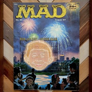 Vintage MAD Magazine #34 FN (Aug 1957) JULY 4th! Wally Wood / Freas / Drucker