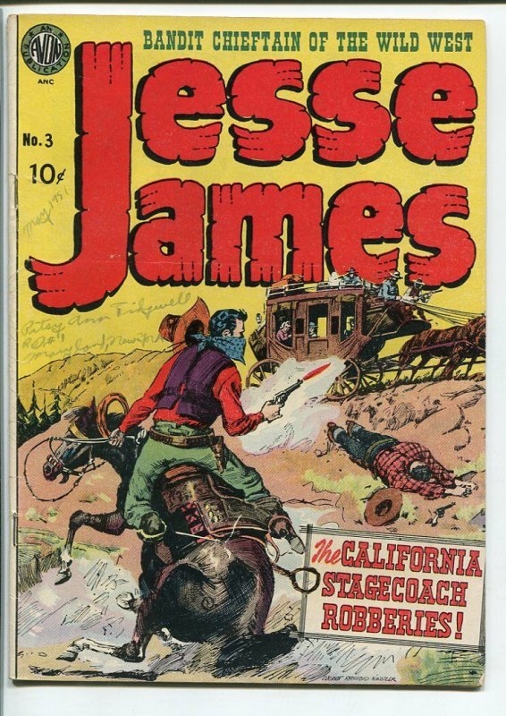 JESSE JAMES #3-1951-GREAT COVER-GOLDEN AGE-KUBERT VG/FN