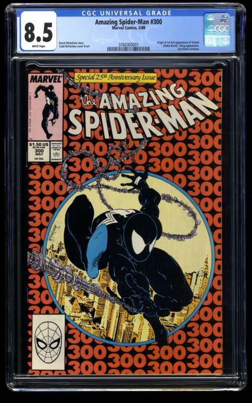 Amazing Spider-Man #300 CGC VF+ 8.5 White Pages 1st Venom!